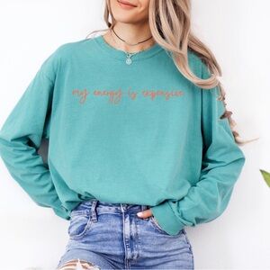 New Taylor’s My Energy is Expensive Long Sleeve in Distressed Seafoam, Size S